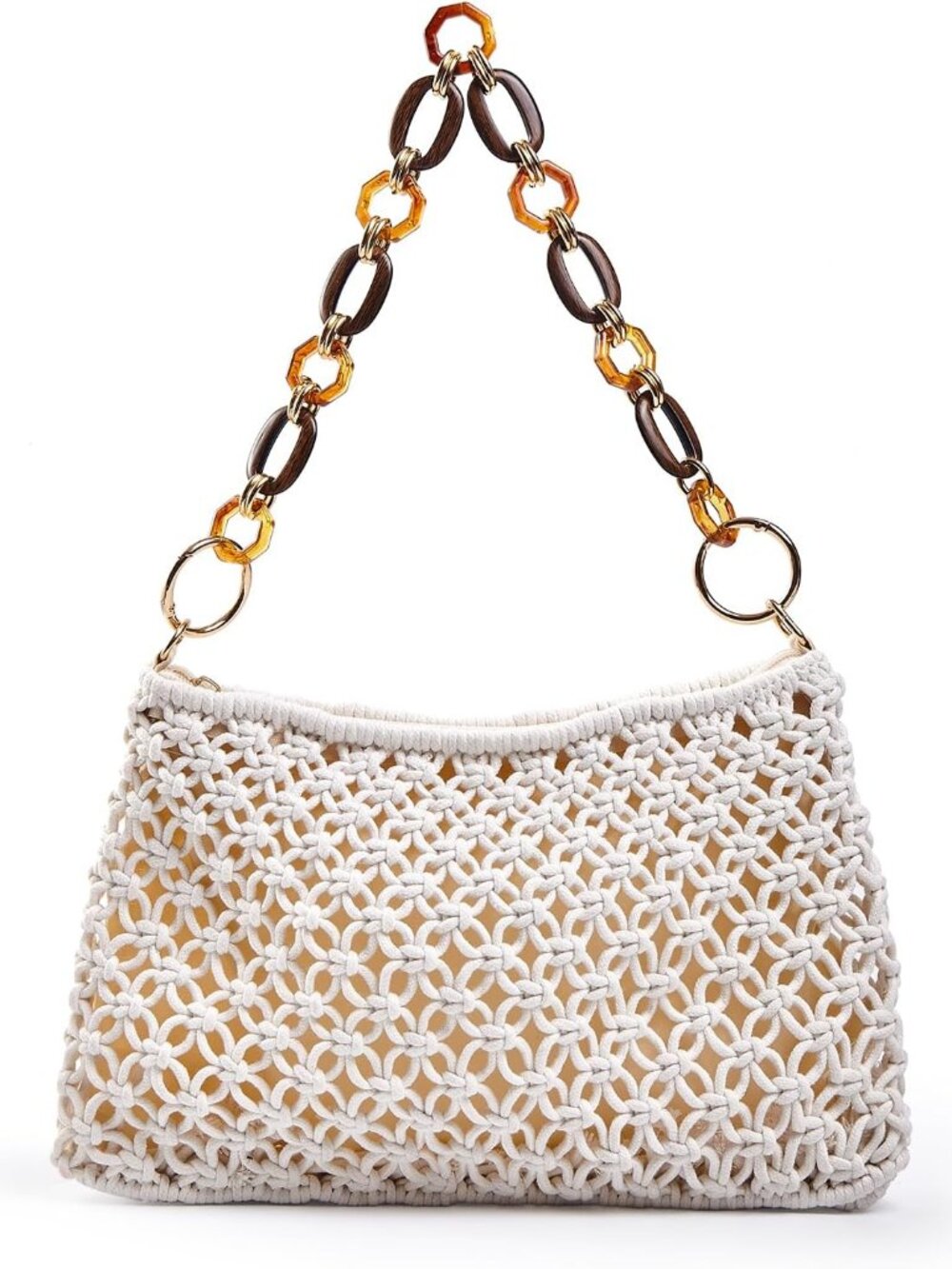 Straw Bag for Women Cotton Thread Crochet Bags Summer Beach Purse Casual Bucket